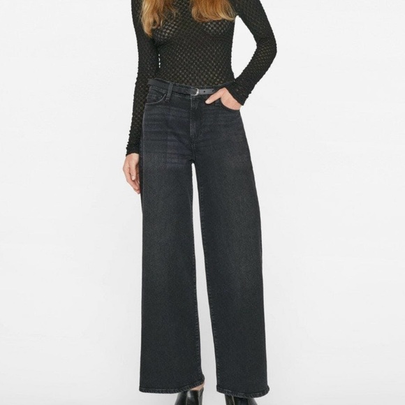 Frame Le Slim Palazzo Wide-Leg Black Jeans Size 28 - Picture 14 of 14
